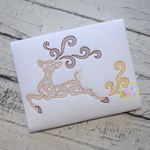 Swirly Deer Motif Embroidery | Machine Embroidery Designs by JuJu