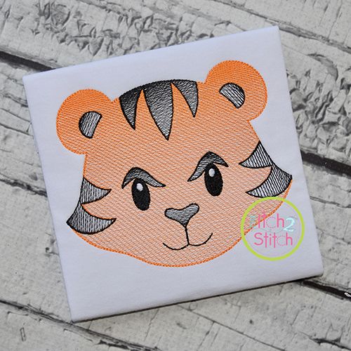 Tiger Face Boy Sketch Embroidery | Machine Embroidery Designs by JuJu