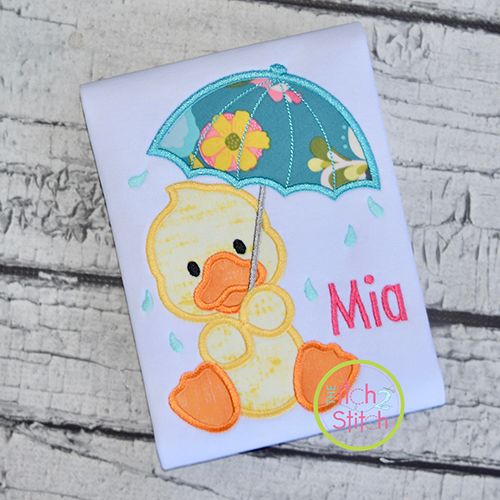 Umbrella Duck Applique Design | Machine Embroidery Designs by JuJu