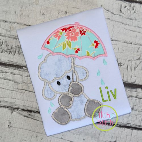 Umbrella Lamb Applique Design | Machine Embroidery Designs by JuJu
