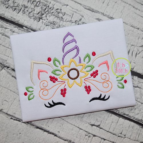 Unicorn Horn Sunflower Embroidery | Machine Embroidery Designs by JuJu