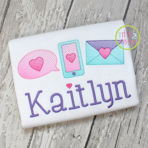 Valentine Messages Sketch | Machine Embroidery Designs by JuJu