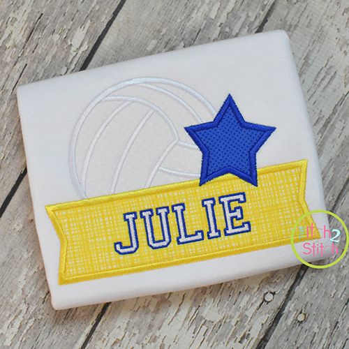 Volleyball Star Banner Applique Design | Machine Embroidery Designs by JuJu