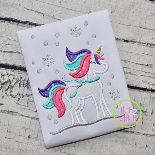Winter Unicorn Applique | Machine Embroidery Designs by JuJu