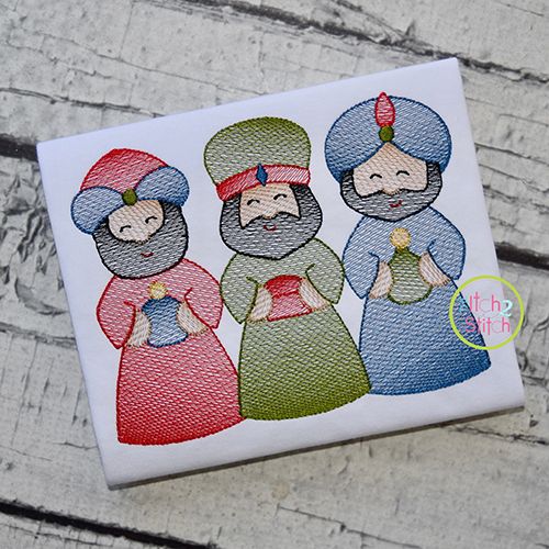 Wisemen Sketch Embroidery | Machine Embroidery Designs by JuJu