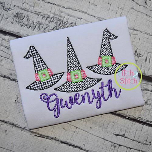 Witch Hat Trio Motif Embroidery | Machine Embroidery Designs by JuJu
