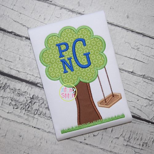 Wooden Swing Tree Applique | Machine Embroidery Designs by JuJu
