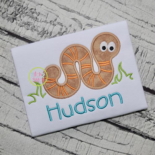 Worm in Grass Applique | Machine Embroidery Designs by JuJu