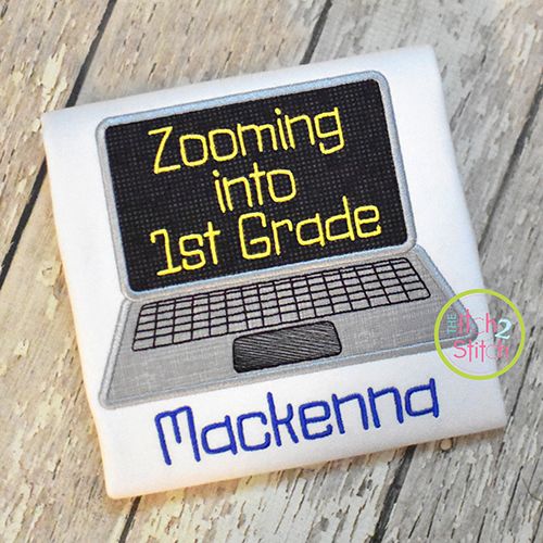 Zooming Into School Laptop Applique Design Set