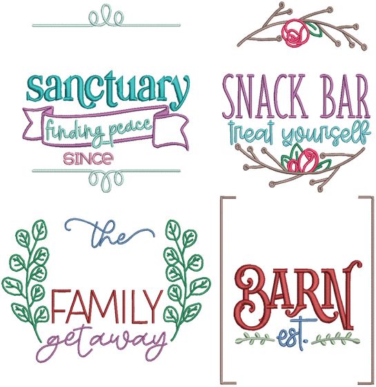 Customizable Family Signs 2 | Machine Embroidery Designs by JuJu