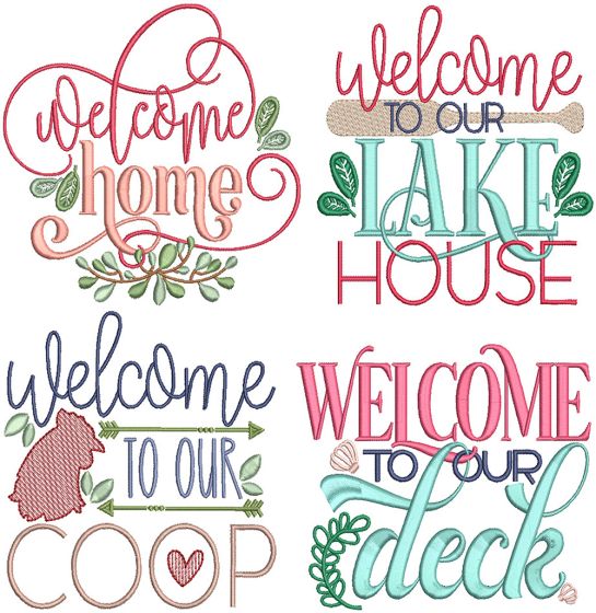 Welcome Signs 5 | Machine Embroidery Designs by JuJu