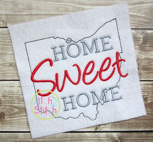 Home Sweet Home Ohio Embroidery | Machine Embroidery Designs by JuJu