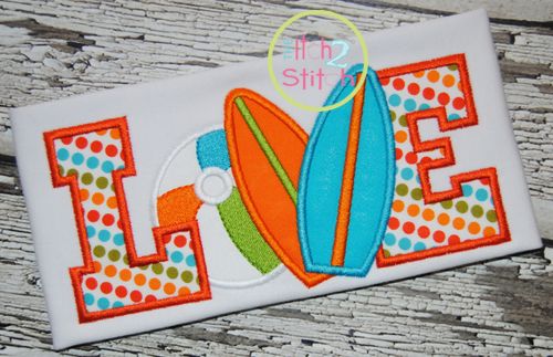 Beach Love Applique | Machine Embroidery Designs by JuJu