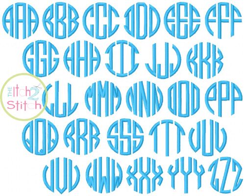 Natural Circle Monogram Embroidery Font | Machine Embroidery Designs by JuJu