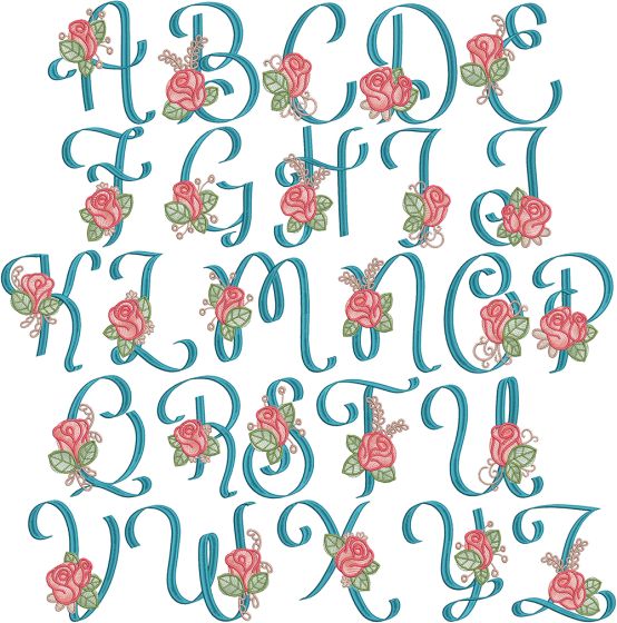 Delicate Rosebud Alphabet | Machine Embroidery Designs by JuJu