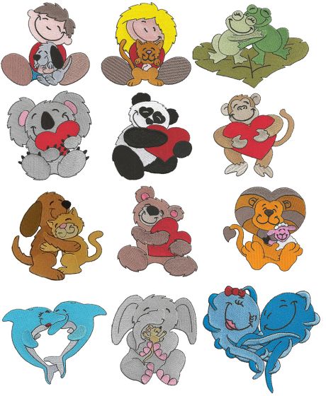 Animal Hugz Filled Machine Embroidery Designs by JuJu