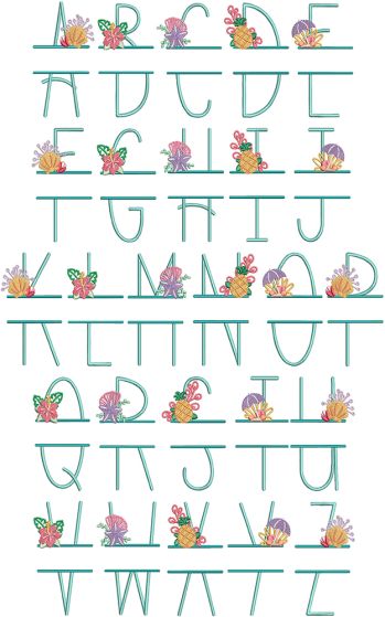 Beach Split Alphabet | Machine Embroidery Designs by JuJu