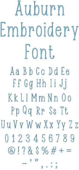 Auburn Embroidery Font | Machine Embroidery Designs by JuJu