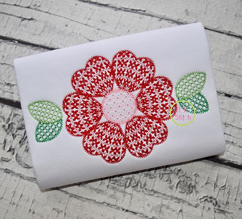 Heart Flower Motif Embroidery | Machine Embroidery Designs by JuJu