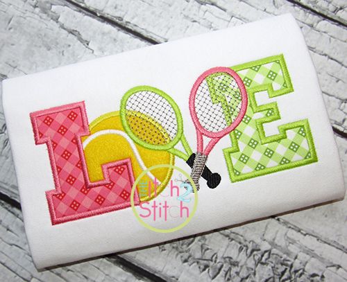 Tennis Love Applique | Machine Embroidery Designs by JuJu