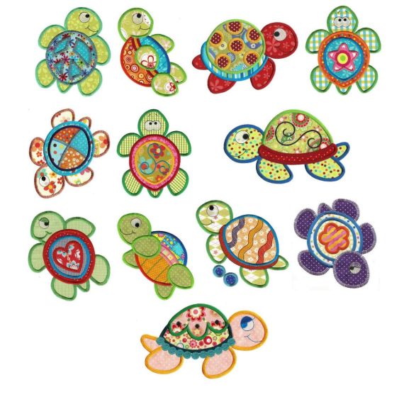 Sea Turtles Applique Machine Embroidery Designs by JuJu 