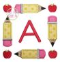Pencil School Apple Frame Applique | Machine Embroidery Designs by JuJu