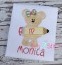 Pencil Bear Girl Applique | Machine Embroidery Designs by JuJu