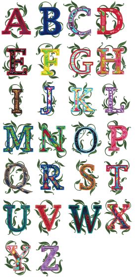 Applique Flourish Monogram Alphabet Machine Embroidery Designs by JuJu