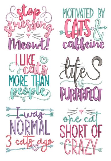 Cat Lovers Word Art 2 Machine Embroidery Designs by JuJu
