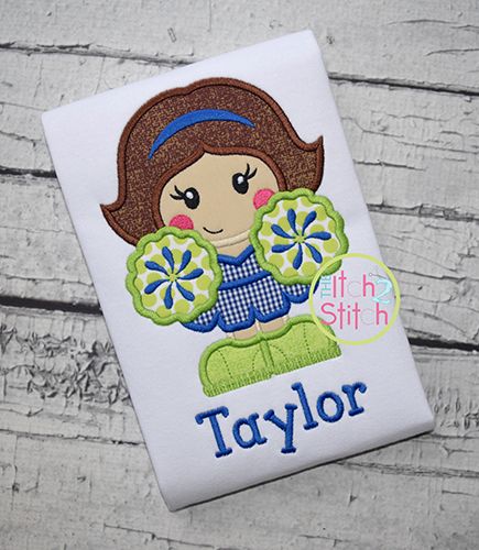 Standing Cheerleader Applique | Machine Embroidery Designs by JuJu