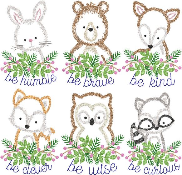 Be Kind Critters Sketch 1 | Machine Embroidery Designs by JuJu