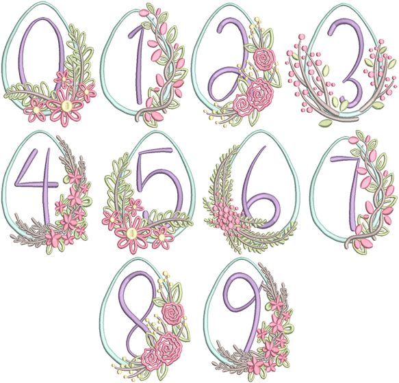 Elegant Easter Egg Numbers | Machine Embroidery Designs by JuJu