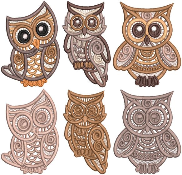 Free Standing Lace Owls | Machine Embroidery Designs by JuJu