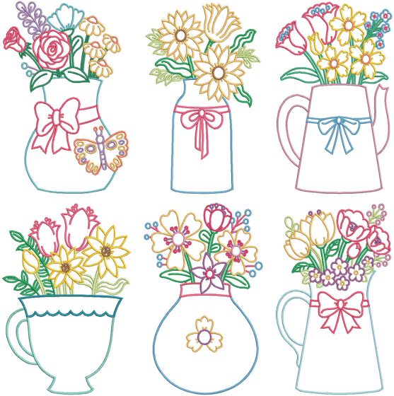 Spring Bouquets Digital Embroidery Machine Designs by JuJu