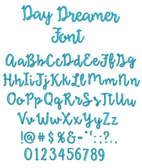 Daydreamer Embroidery Script Font Machine Embroidery Designs by JuJu