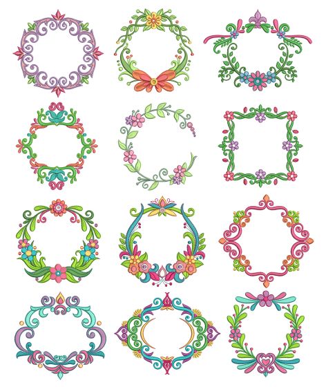 Fancy Monogram Frames Machine Embroidery Designs by JuJu