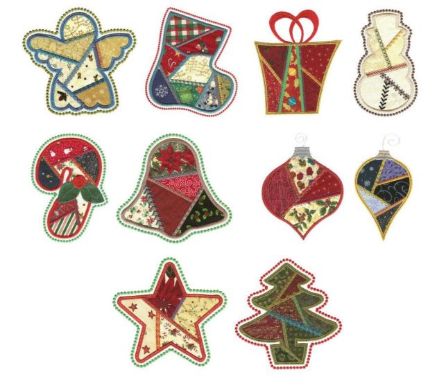 Jumbo Crazy Patch Christmas Applique Machine Embroidery Designs by JuJu 