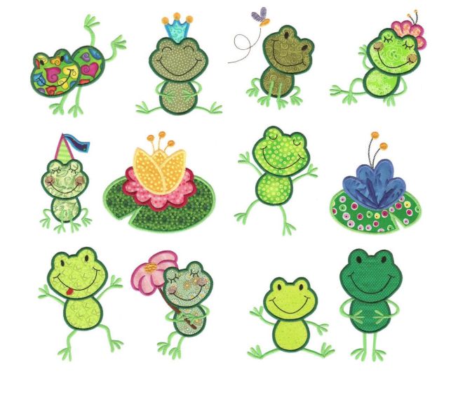 Leapin Lilypads Applique Machine Embroidery Designs by JuJu 