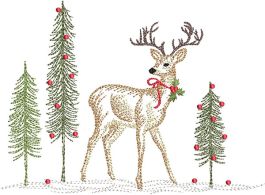 Vintage Deer Embroidery Design, Vintage Stitch Deer, Deer