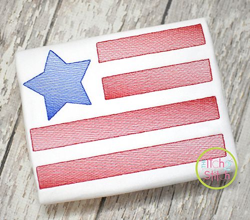 Star Flag SKETCH Embroidery | Machine Embroidery Designs by JuJu