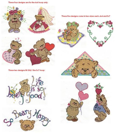 So Beary Sweet Machine Embroidery Designs by JuJu