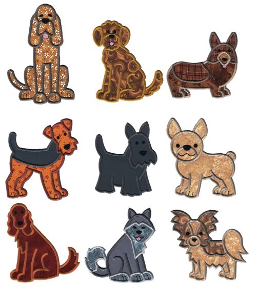 Top Dogs Applique Set 5 Machine Embroidery Designs by JuJu