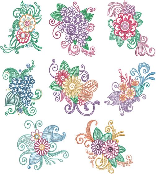 Mehndi Floral Machine Embroidery Designs by JuJu