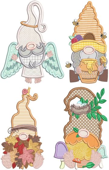 Festive Gnomes Applique 1 | Machine Embroidery Designs by JuJu