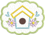 ITH Birdhouse Scalloped Mug Rug | Machine Embroidery Designs by JuJu