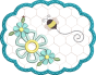 ITH Busy Bees Scalloped Mug Rug | Machine Embroidery Designs by JuJu