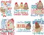 Sassy Chickens Word Art 1 | Machine Embroidery Designs by JuJu