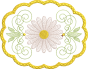 ITH Daisy Scalloped Mug Rug | Machine Embroidery Designs by JuJu