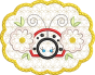 ITH Daisy Ladybug Scalloped Mug Rug | Machine Embroidery Designs by JuJu