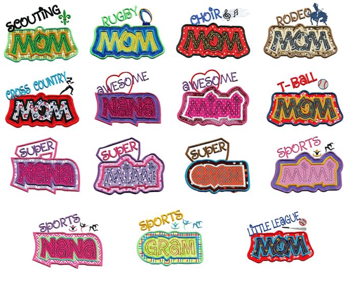 Sports Mom Applique Set 3 Machine Embroidery Designs by JuJu